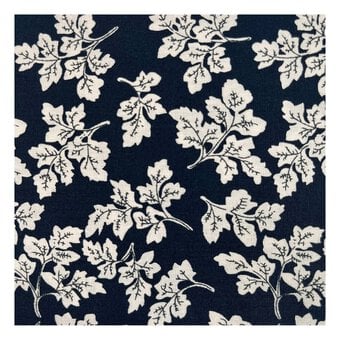 Navy Leaves Cotton Poplin Fabric by the Metre image number 2