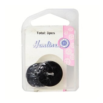 Hemline Black Shell Mother of Pearl Button 3 Pack image number 2