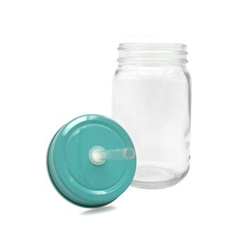 Aqua Glass Drinking Jar with a Straw image number 4