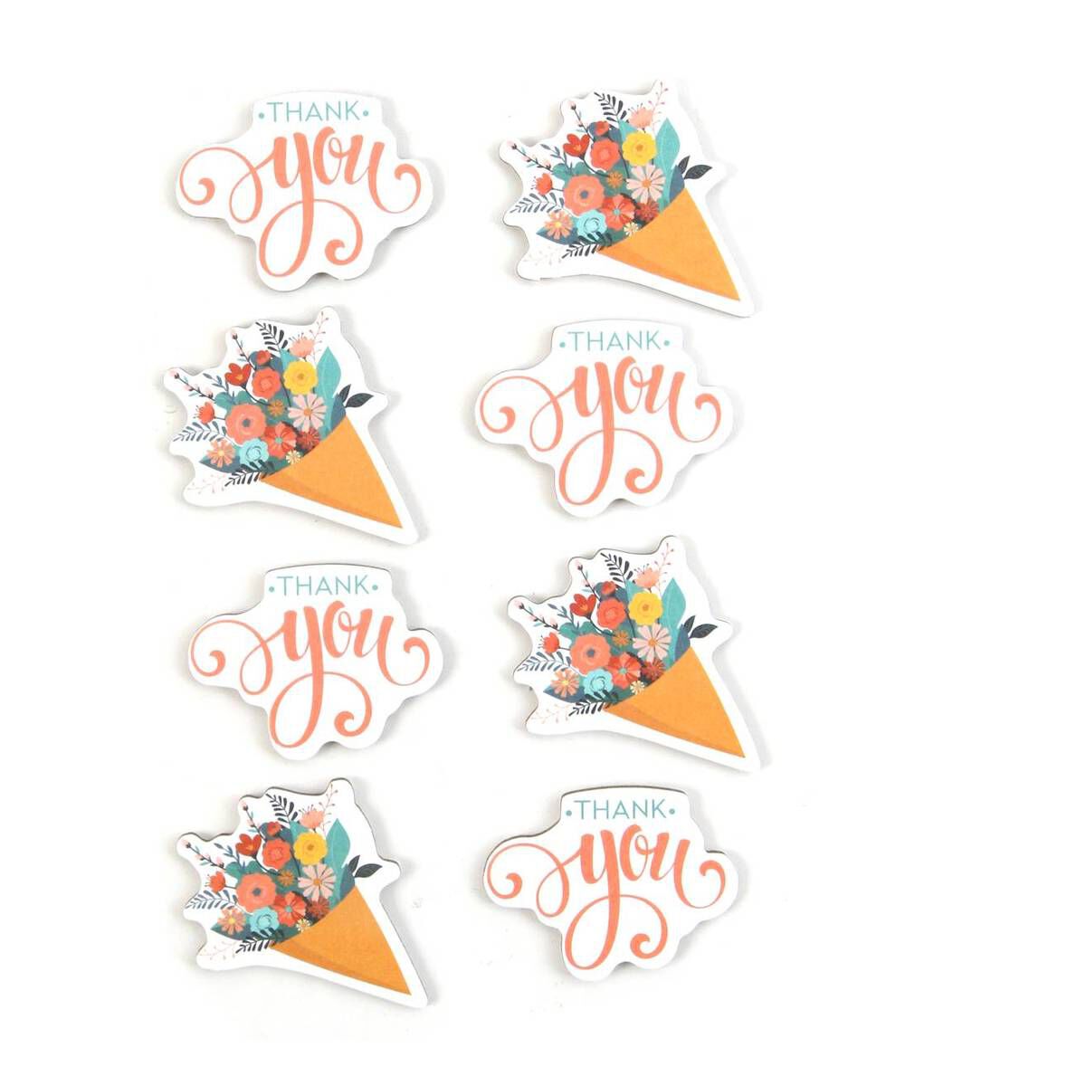 Thank You Flowers Chipboard Stickers 8 Pack Hobbycraft