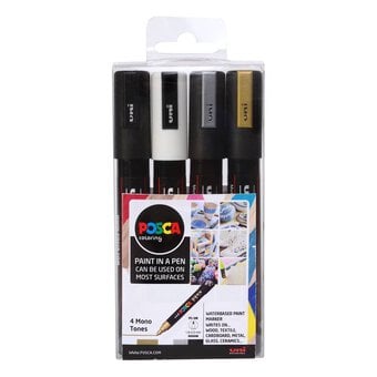 Uni-ball Posca PC-5M Mono Tones Marker Pens 4 Pack
