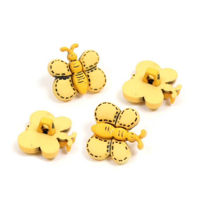 Hemline Yellow Novelty Bee Button 4 Pack image number 1