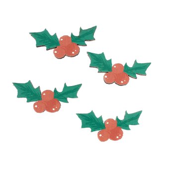 Holly Wooden Toppers 4 Pack