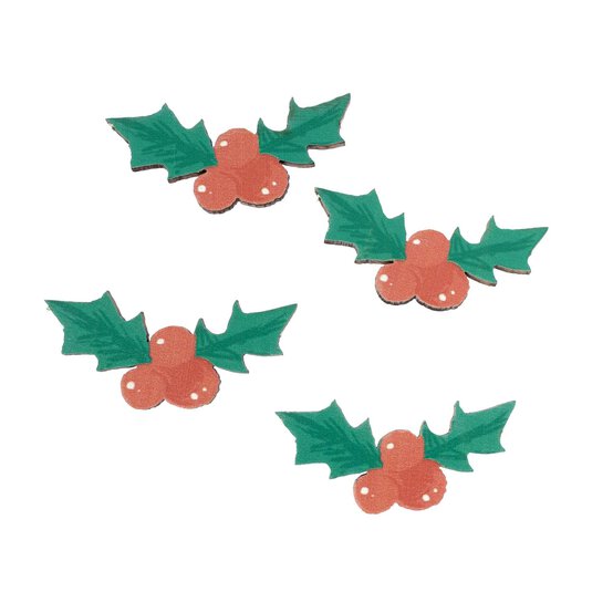 Holly Wooden Toppers 4 Pack image number 1