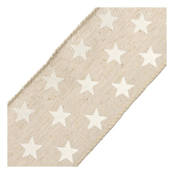 White Stars Wire Edge Printed Ribbon 63mm x 3m image number 3