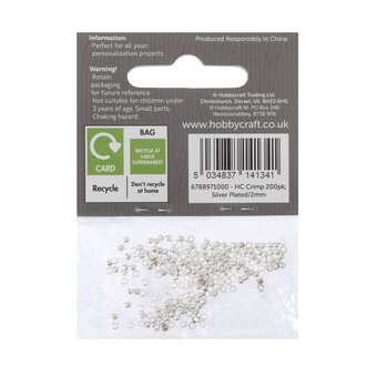 Silver Plated Crimps 2mm 200 Pack