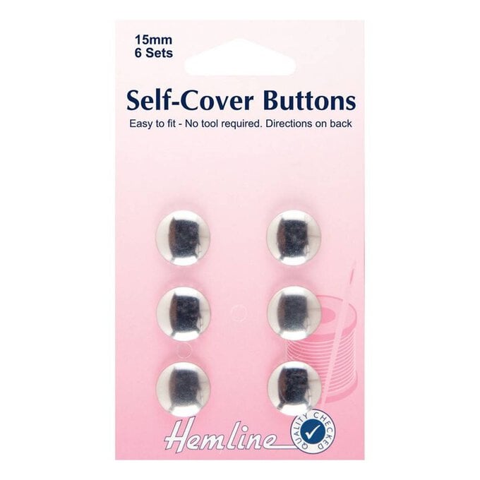 Hemline Brass Self Cover Buttons 15mm 6 Pack image number 1
