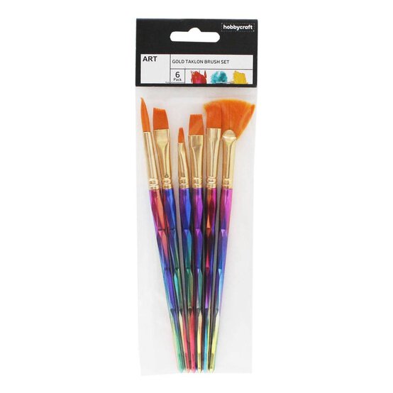 Gold Taklon Unicorn Handle Brushes 6 Pack image number 2