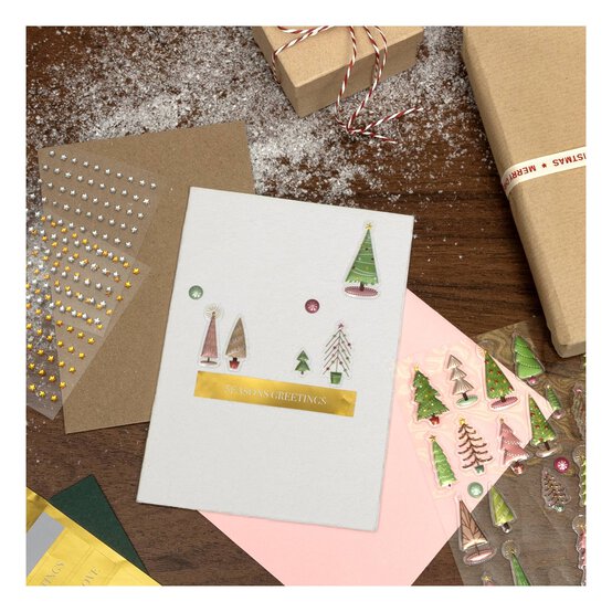 Green and Pink Christmas Tree Embossed Stickers image number 2