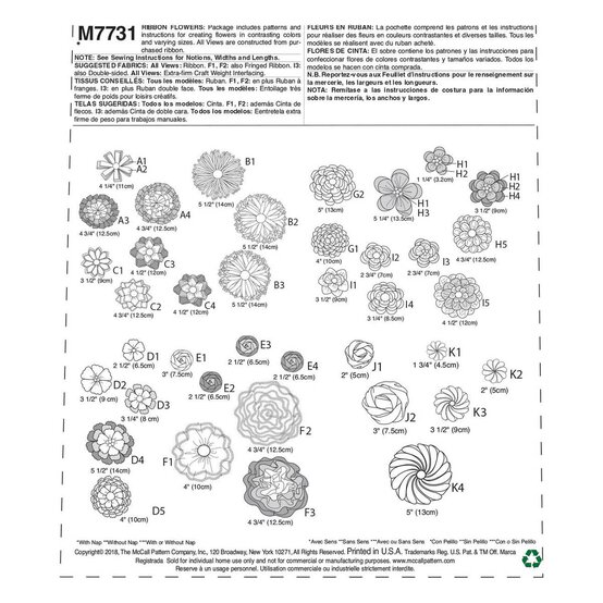 McCall's Ribbon Flowers Sewing Pattern M7731 image number 2