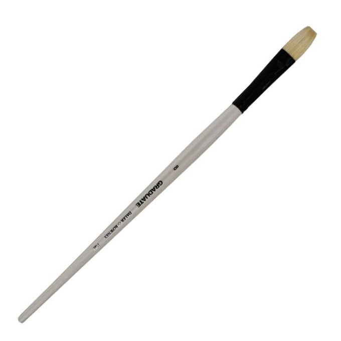 Daler-Rowney Long Handle Bristle Flat Graduate Brush Size 8 White image number 1