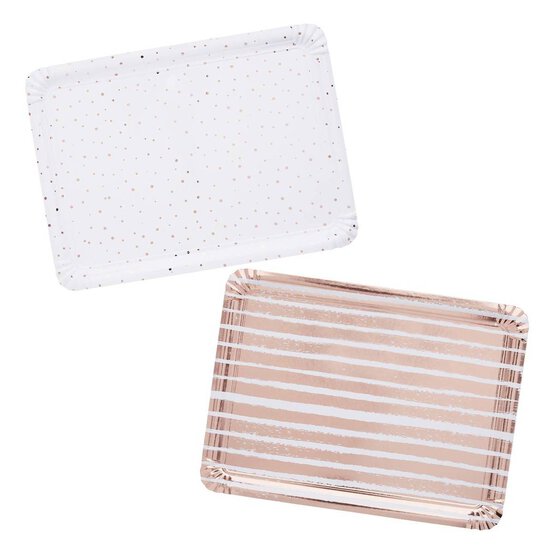Rose Gold Paper Serving Trays 4 Pack image number 1