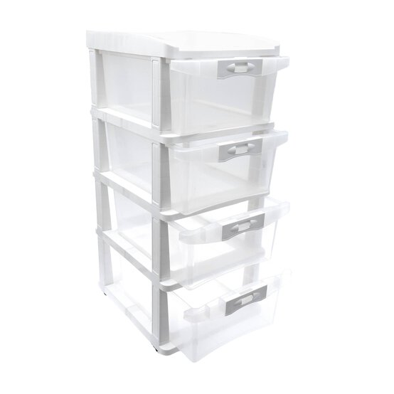 White Storage Tower with Wheels 4 Drawers image number 2