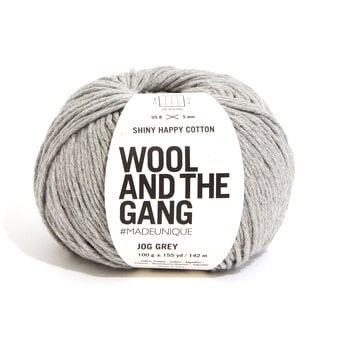 Wool and the Gang Jog Grey Shiny Happy Cotton 100g