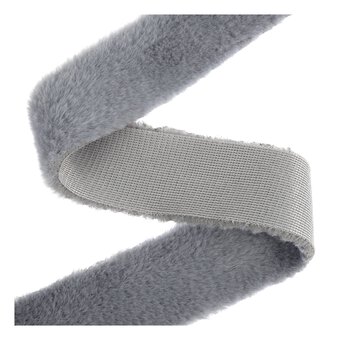 Grey Faux Fur Ribbon 3.5cm x 1m