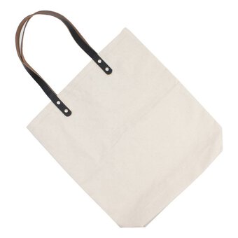 Natural Canvas Tote Bag with Leather Strap 42cm x 38cm