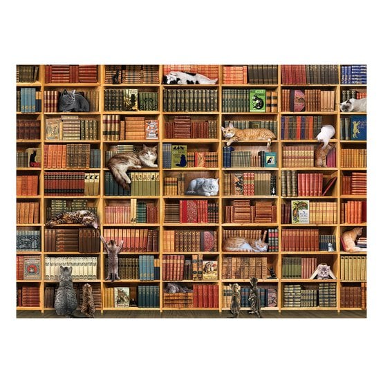 Cobble Hill The Cat Library Jigsaw Puzzle 1000 Pieces image number 2
