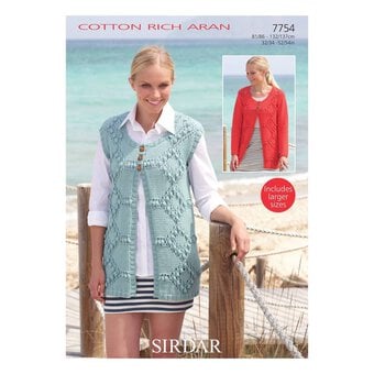 Sirdar Cotton Rich Aran Jacket and Waistcoat Digital Pattern 7754