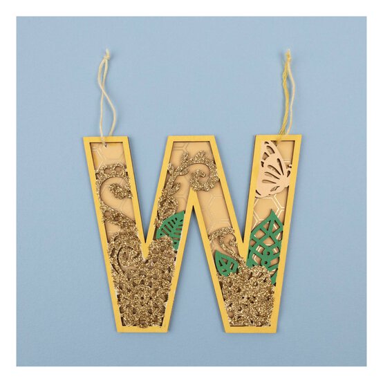Wooden Filigree Hanging Letter W 12cm image number 3