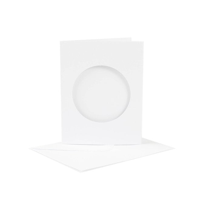 Mini White Trifold Circle Aperture Cards and Envelopes 4 Pack image number 1