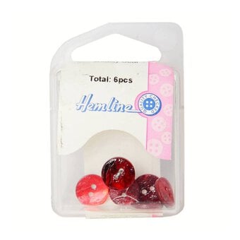 Hemline Red Shell Mother of Pearl Button 7 Pack