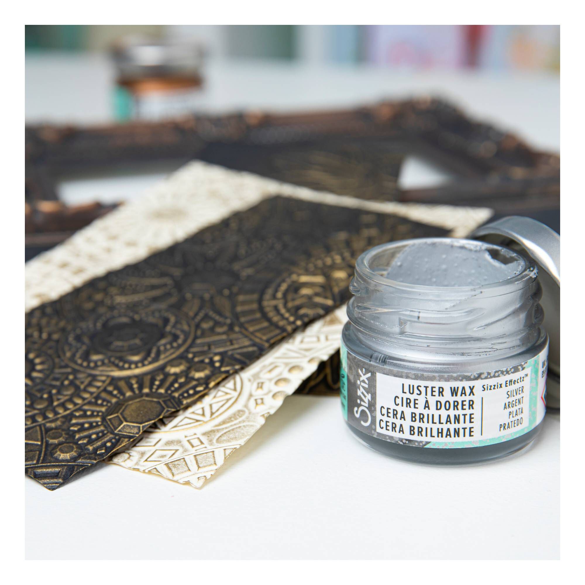 Cire Vernis Métallique Sizzix Effectz Luster - Or 20ml - Base Cire D'Abeille - Pour Artisanat