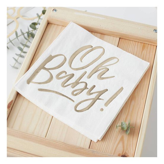 Gobelets En Papier Ginger Ray 'Oh Baby' - Dorure Or - Lot De 8 - 9oz - Pour Baby Shower