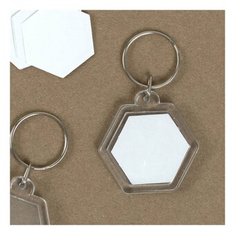 Clear Hexagon Keyrings 10 Pack