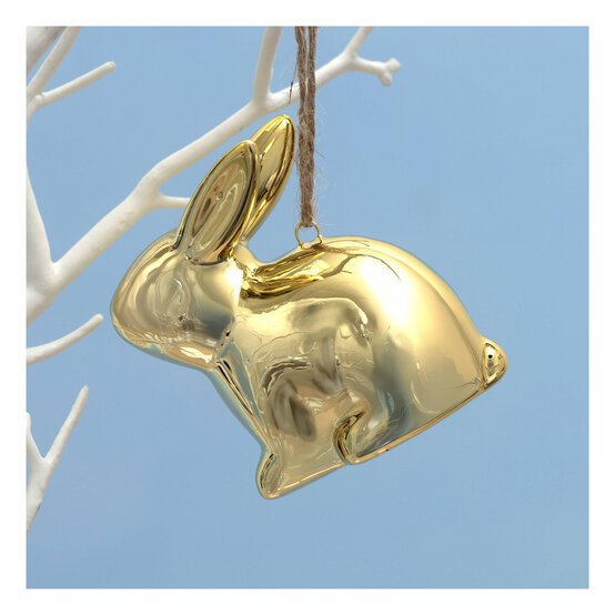 Hanging Gold Bunny Decoration 6cm image number 1