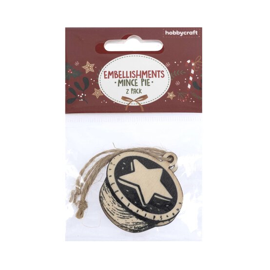 Wooden Mince Pie Embellishments 2 Pack image number 3