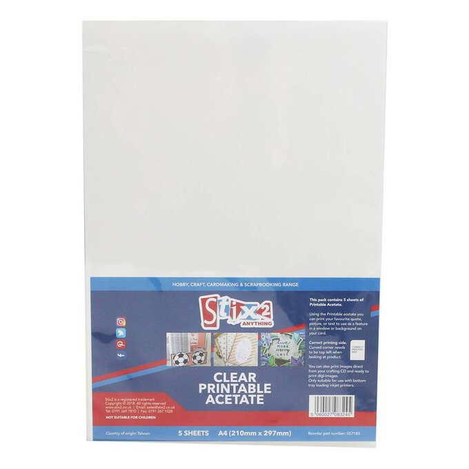Stix 2 Anything Clear Printable Acetate Sheets A4 5 Pack image number 1