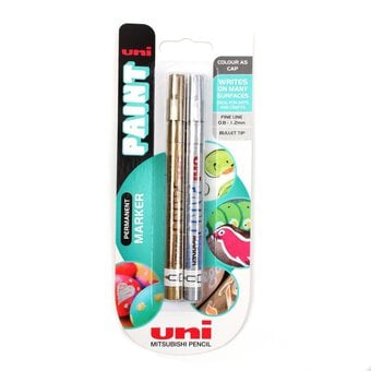 Uni Paint Silver and Gold Bullet Tip Permanent Marker 2 Pack image number 4