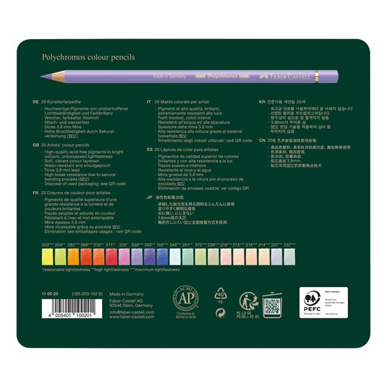 Faber-Castell Polychromos Artists' Colour Pencils 20 Pack image number 5