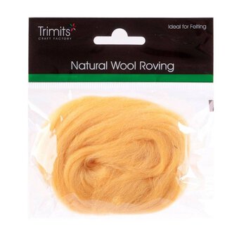 Trimits Yellow Natural Wool Roving 10g