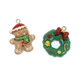 Wreath and Gingerbread Jewellery Charm 2 Pack