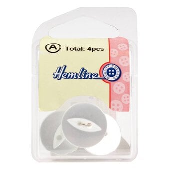 Hemline White Basic Fish Eye Button 4 Pack