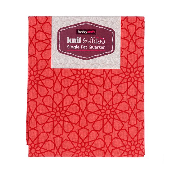 Fuschia Flower and Star Single Printed Fat Quarter image number 1