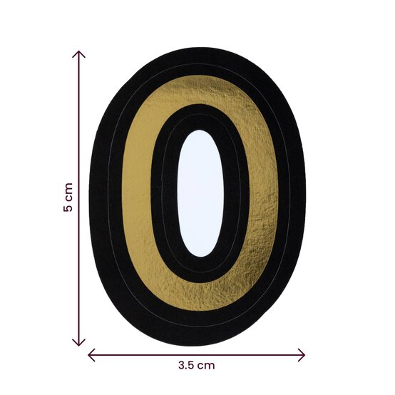 Black and Gold Vinyl Number 0 Sticker 5cm image number 4