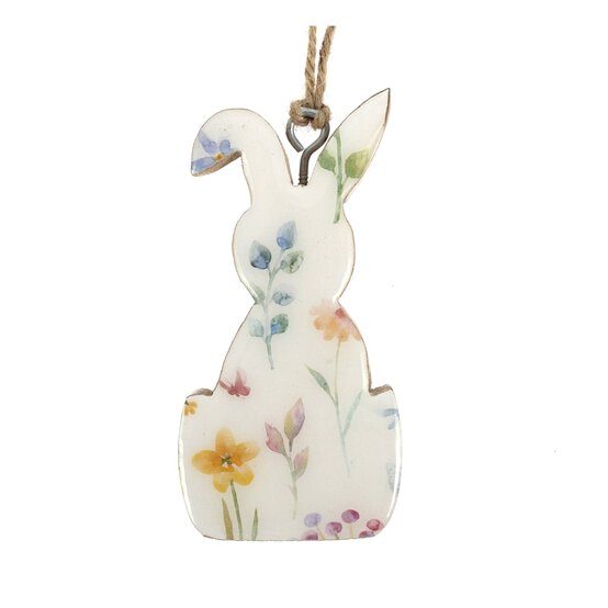 Hanging Wooden Enamel Sitting Bunny Decoration 10cm image number 4