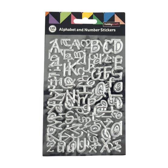 Silver Metallic Puffy Alphabet Stickers 116 Pieces image number 4