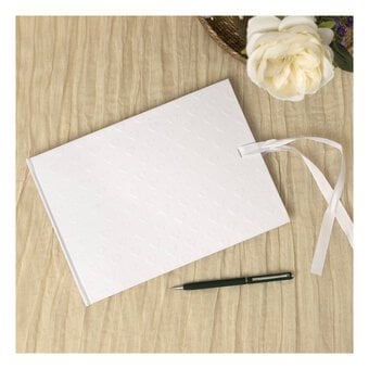 Create & Celebrate White Embossed Heart Guestbook