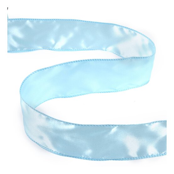 Light Blue Wire Edge Satin Ribbon 63mm x 3m image number 1