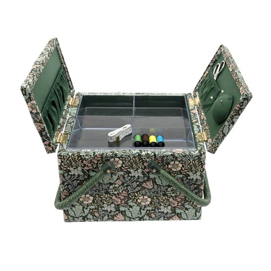 Floral Wood Block Twin Lid Sewing Box image number 3