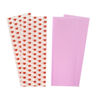 Red Hearts and Pink Tissue Paper 50cm x 75cm 4 Pack