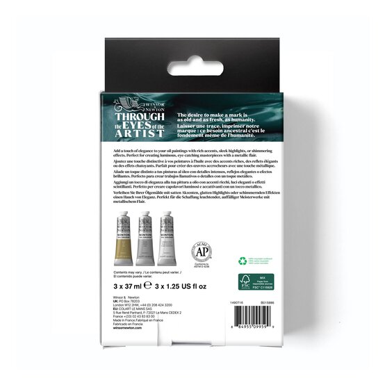 Winsor & Newton Winton Metallic Oil Colours Set 37ml 3 Pack image number 4