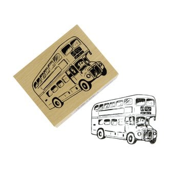 Double Decker Bus Wooden Stamp 6cm x 5cm