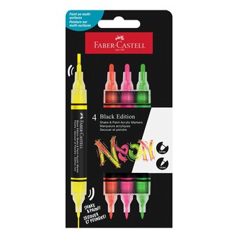 Faber-Castell Neon Shake & Paint Acrylic Marker 4 Pack