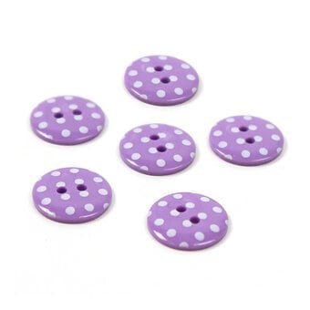 Hemline Lavender Novelty Spotty Button 6 Pack