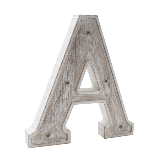 White-Washed Wooden LED Letter A 21cm image number 2