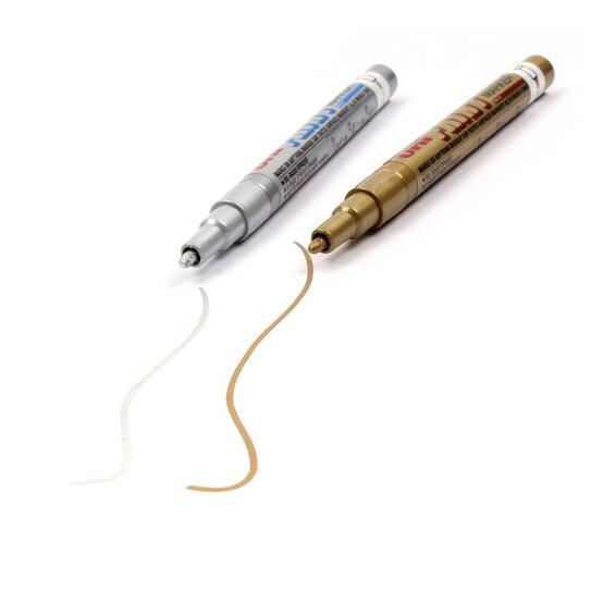 Uni Paint Silver and Gold Bullet Tip Permanent Marker 2 Pack image number 2